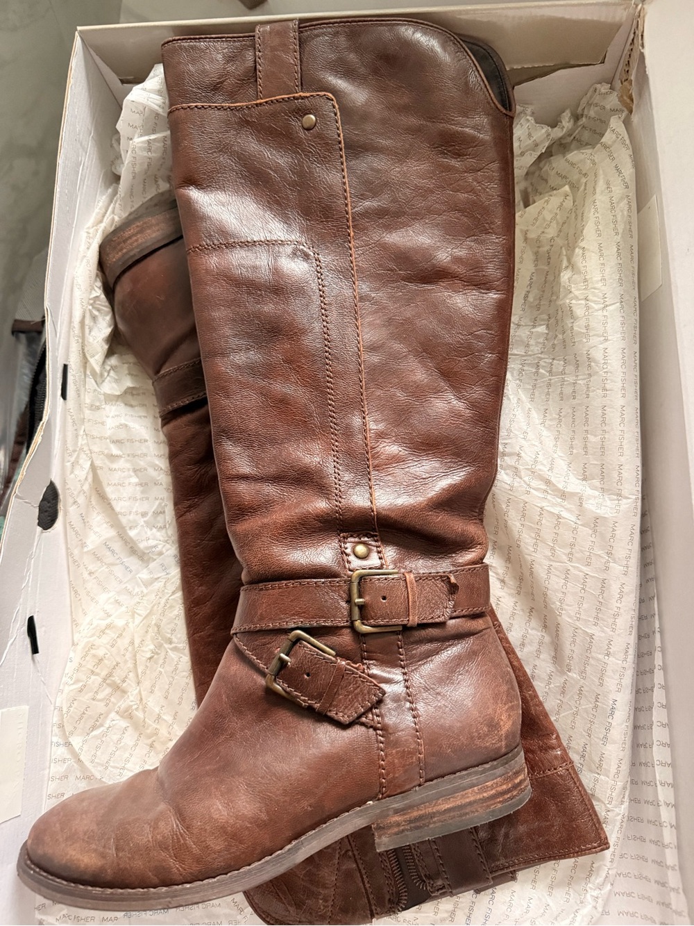 Marc Fisher Brown Leather Women's Riding Boots